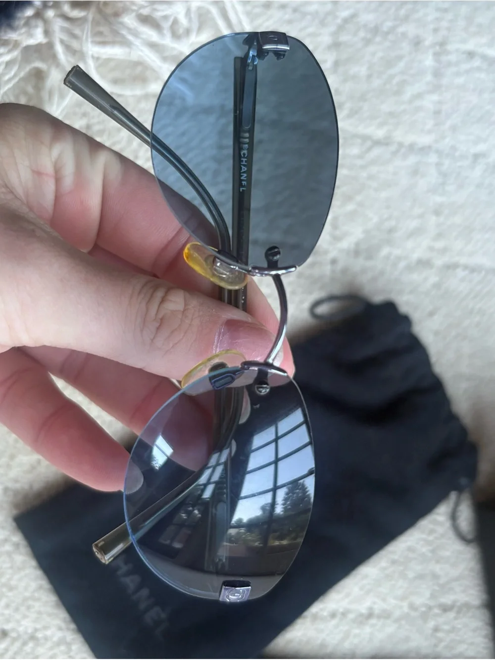 CHANEL Men’s Round Sunglasses - Black Frame with Blue Lenses